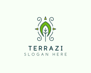 Eco Organic Tribal Leaf logo design