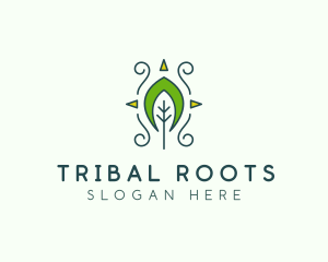 Eco Organic Tribal Leaf logo design