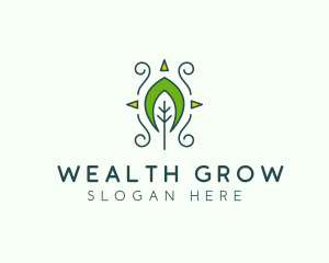 Eco Organic Tribal Leaf logo design