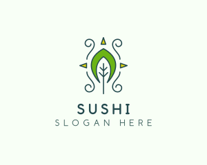 Eco Organic Tribal Leaf logo design