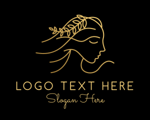 Gold Woman Beauty Logo