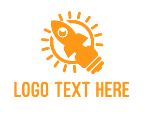 Light Bulb - Yellow Rocket Lamp logo design