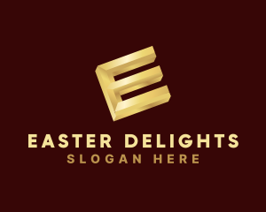 Gold Letter E logo design