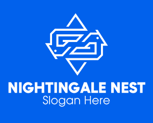 Nightingale - Symmetrical Bird Line Art logo design