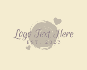 Make Up - Heart Brush Wordmark logo design