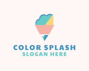 Colorful Cloud Pencil logo design