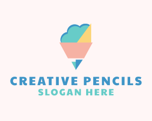 Colorful Cloud Pencil logo design