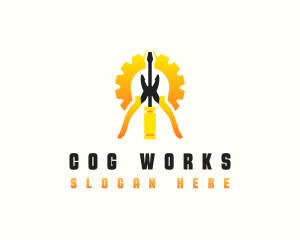 Pliers Screwdriver Cog logo design