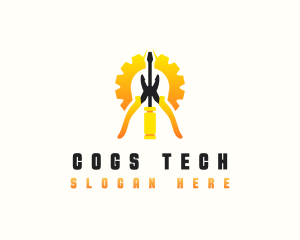 Pliers Screwdriver Cog logo design