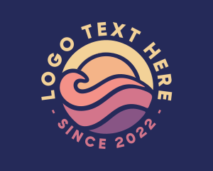 Tide - Colorful Sun Wave Badge logo design