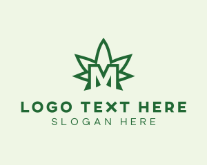 Weed - Marijuana Letter M logo design