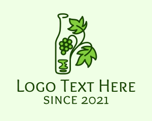 Champagne - Grape Bottle Vine logo design