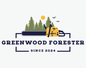 Woodwork Chainsaw Logging logo design