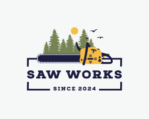 Chainsaw Forest Tree Cutter logo design