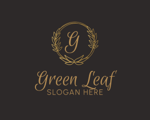 Round Leaf Frame Ornament logo design