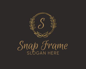 Round Leaf Frame Ornament logo design