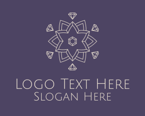 Pattern - Diamond Lotus Outline logo design