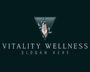 Wellness Hand Leaf logo design