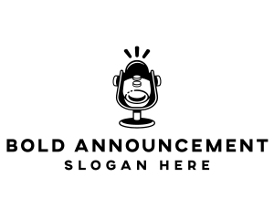 Announcement - Podcast Record Microphone logo design