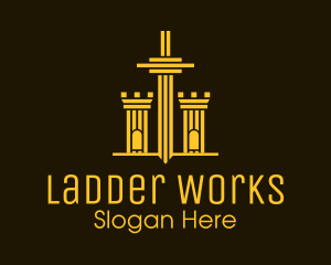 Golden Sword Medieval Tower  logo design