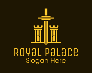 Palace - Golden Sword Medieval Tower logo design