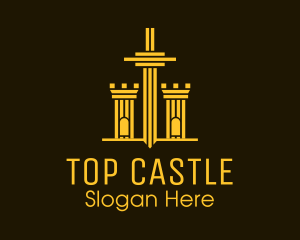 Golden Sword Medieval Tower  logo design