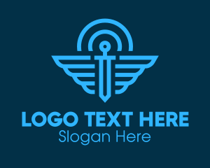 Weapon - Blue Winged Sword logo design