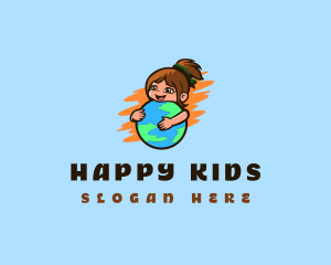 Girl Hug Earth logo design