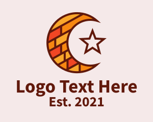 Quran - Moon Star Bricks logo design
