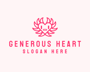 Valentine Heart Leaves logo design