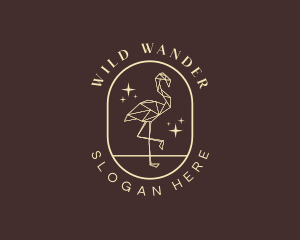 Geometric Flamingo Bird logo design