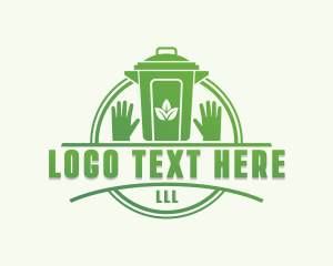 Recycling Bin - Gloves Leaf Trash Bin logo design