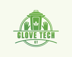 Gloves Leaf Trash Bin logo design