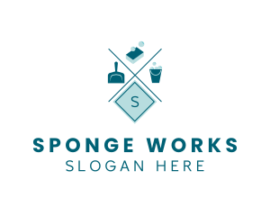 Sponge - Dustpan Sponge Bucket Cleaner logo design