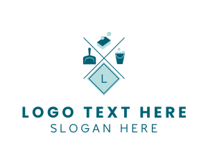 Disinfectant - Dustpan Sponge Bucket Cleaner logo design