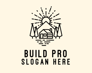 Mountain Cabin Sunrise Logo