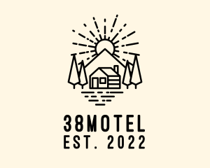 Mountain Cabin Sunrise logo design