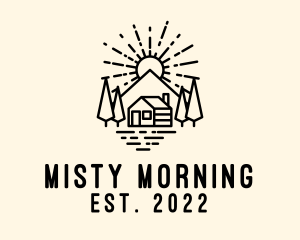 Mountain Cabin Sunrise logo design