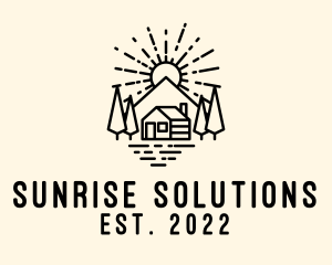 Mountain Cabin Sunrise logo design