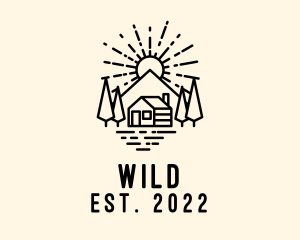 Scene - Mountain Cabin Sunrise logo design