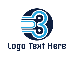 Blue Circle - Round Three Outline logo design