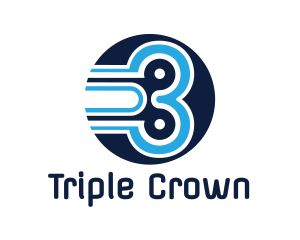 Three - Round Three Outline logo design