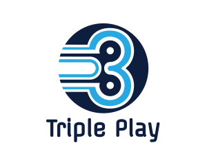 Three - Round Three Outline logo design