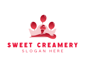 Birthday Ice Cream Crown logo design