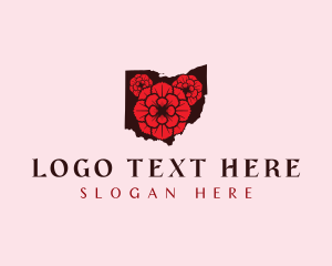 Map - Ohio Carnation Flower logo design