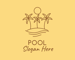 Palm Tree - Island Tropical Beach logo design