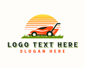 Lawn - Mower Sunset Landscaping logo design