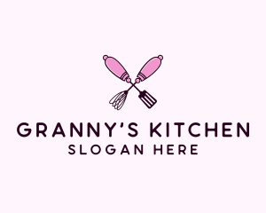 Kitchen Whisk & Spatula logo design