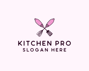 Kitchen Whisk & Spatula logo design