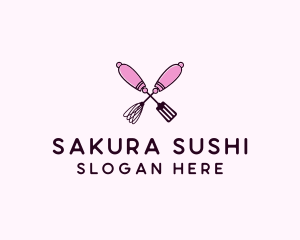 Kitchen Whisk & Spatula logo design